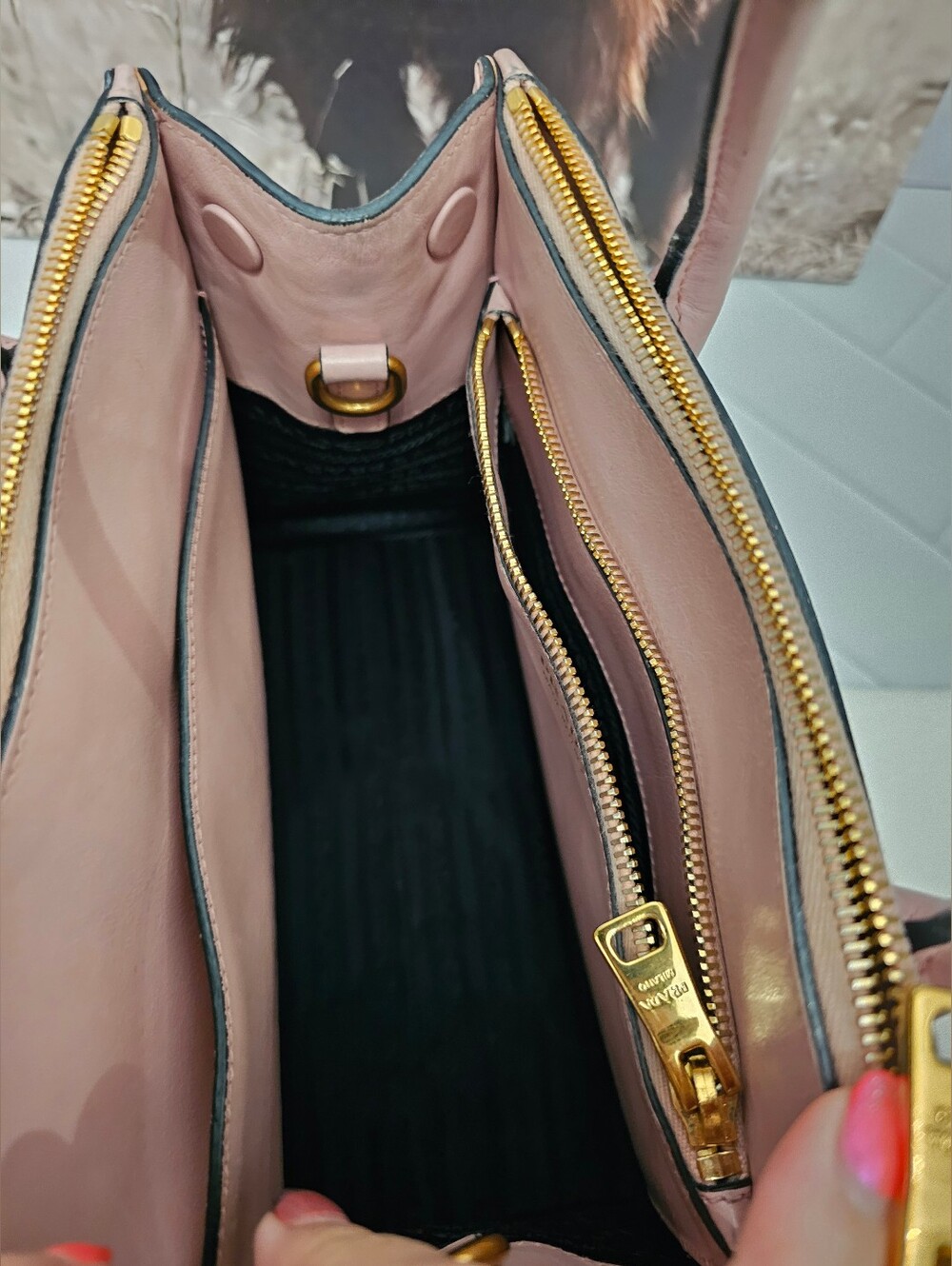 Prada Paradigm Saffiano Leather Tote Pink Authentic Crossbody Satchel - Picture 10 of 15